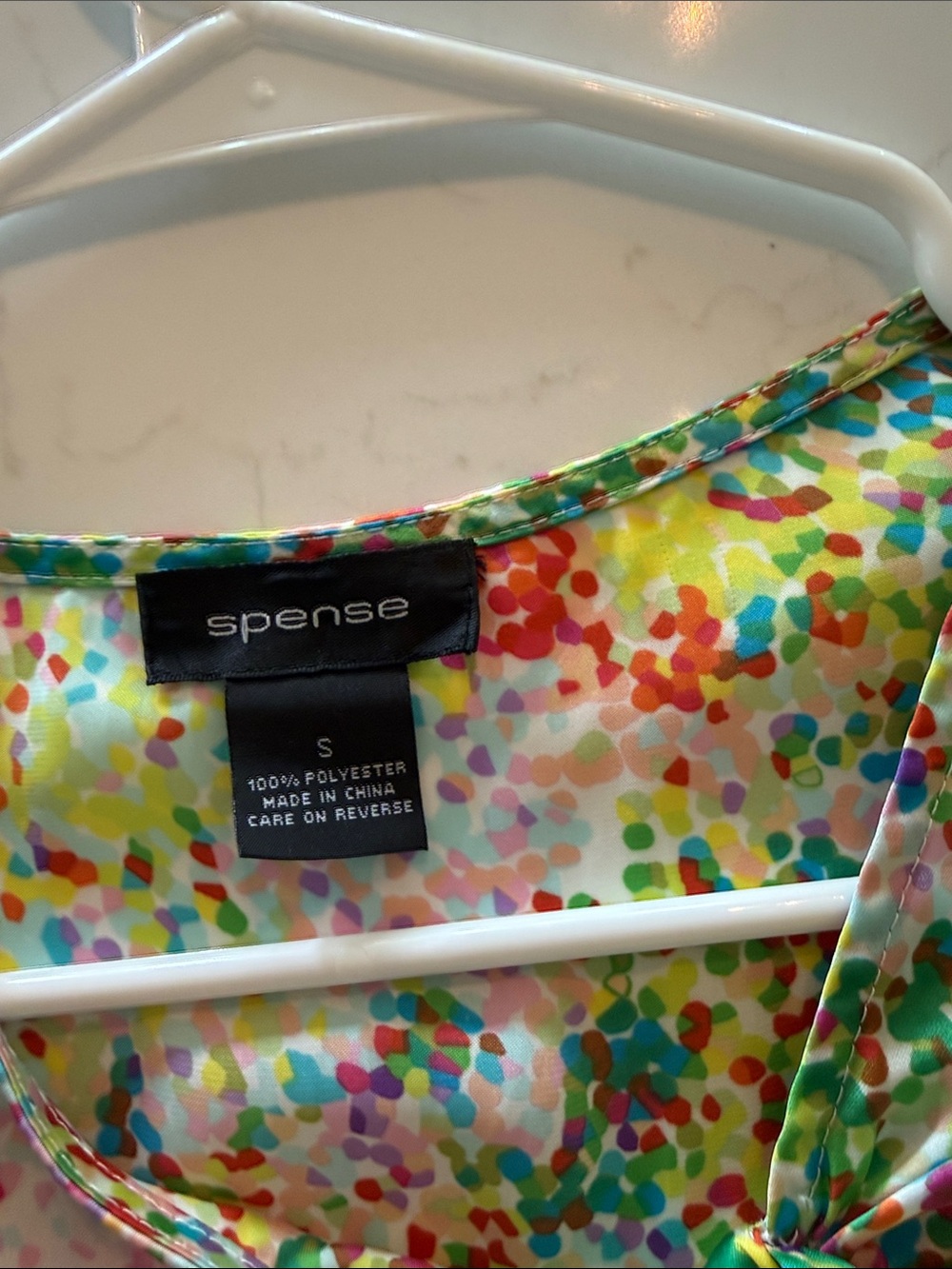 Spense Multicolor Confetti Tie-Neck Blouse - Picture 2 of 3